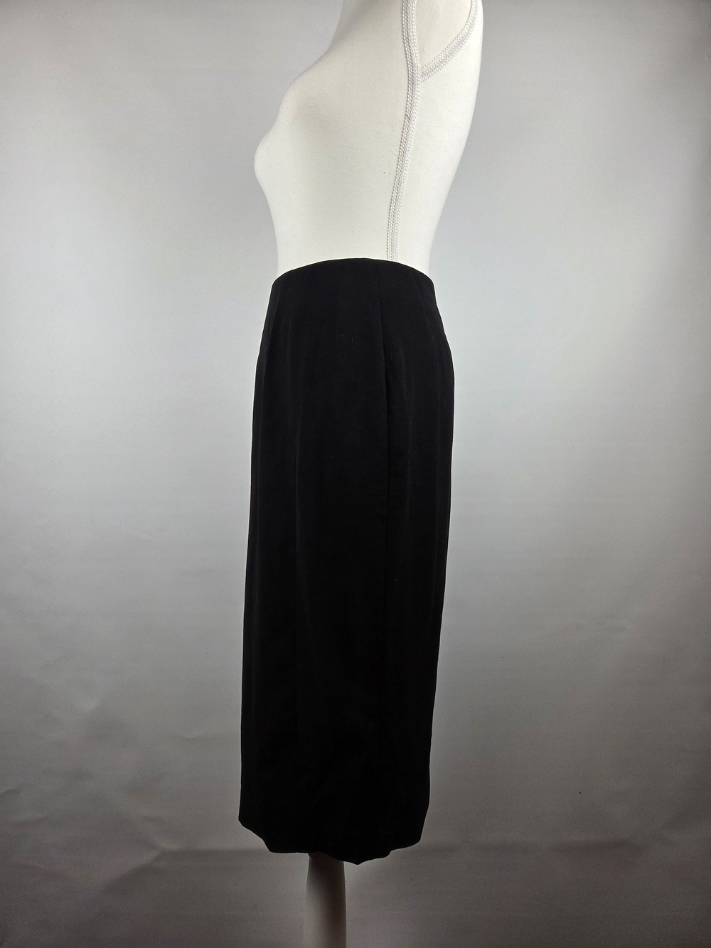 Vintage Holt Renfrew Studio Black Wool Pencil Skirt - Picture 4 of 12